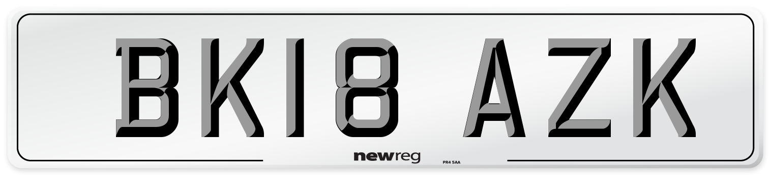 BK18 AZK Number Plate from New Reg